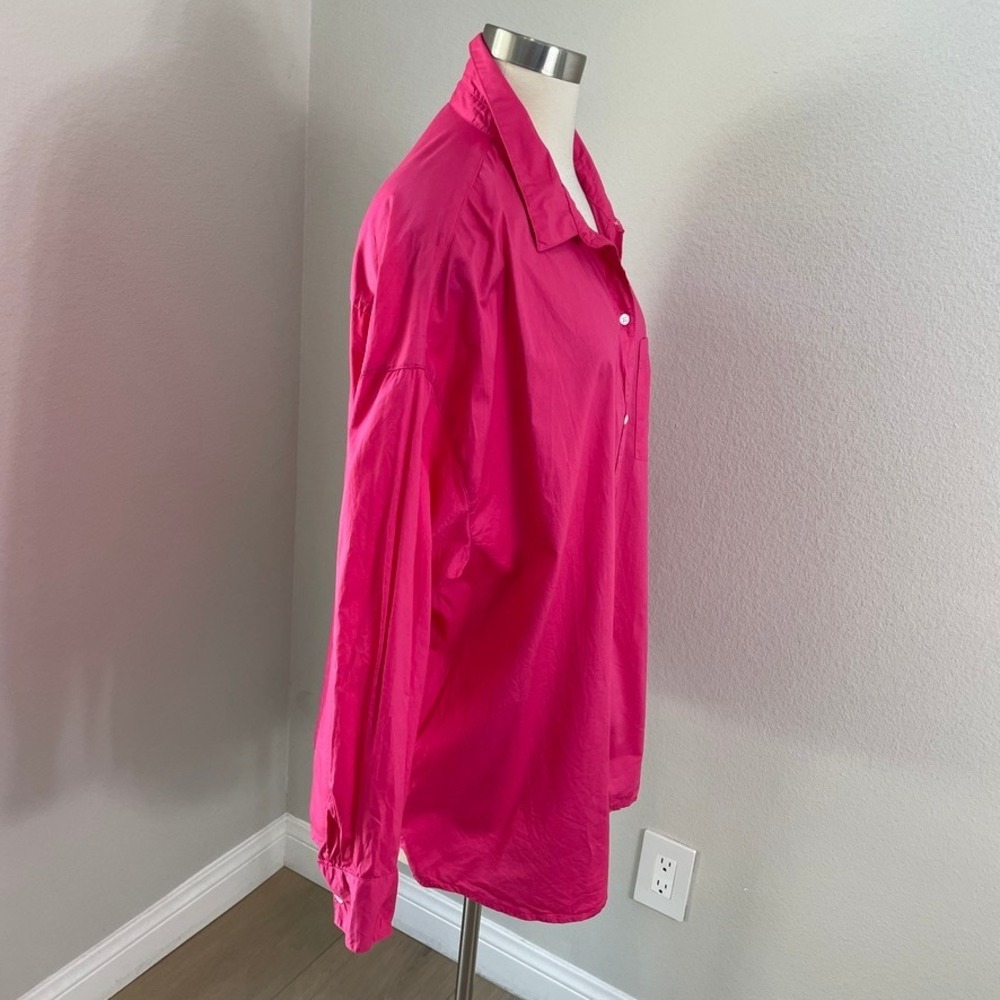 Old Navy Womens XL Boyfriend Shirt Pink Cotton Poplin Button Up Oversized Top - Picture 6 of 8
